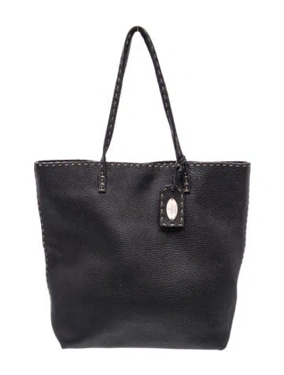 Pre-owned Fendi Leather Selleria In Black