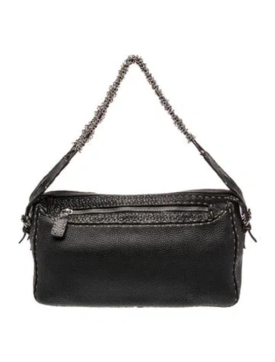Pre-owned Fendi Leather Selleria Vintage In Black