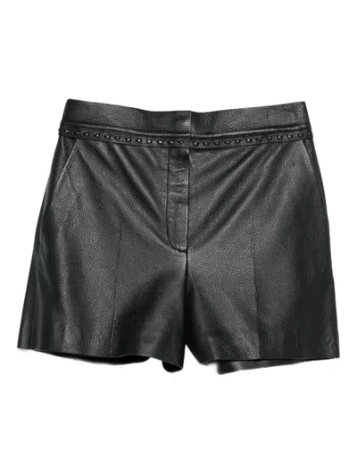 Fendi Leather Shorts In Black