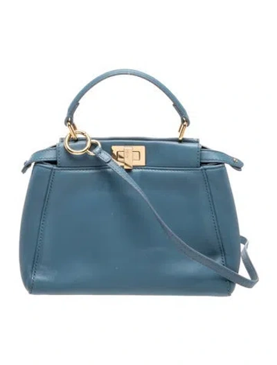 Pre-owned Fendi Leather Shoulder Bag In Blue