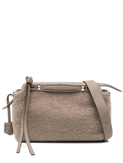 Fendi Leather Shoulder Bag In Neutral