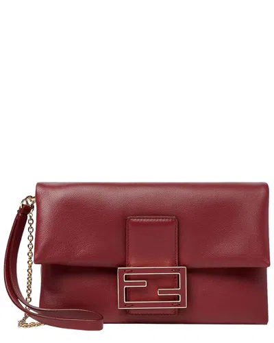 Fendi Leather Shoulder Bag In Burgundy