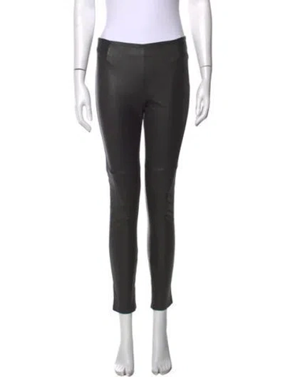 Pre-owned Fendi Leather Skinny Leg Pants In Black