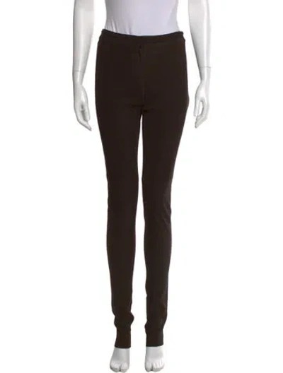 Pre-owned Fendi Leather Skinny Leg Pants In Brown