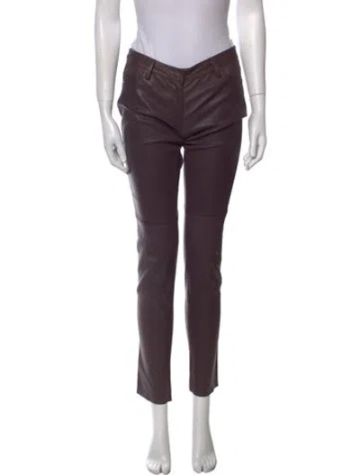 Pre-owned Fendi Leather Skinny Leg Pants In Purple