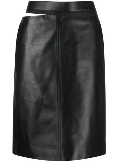 Fendi Leather Skirt In Black