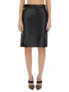 Fendi Cut-out Leather Midi Pencil Skirt In Black