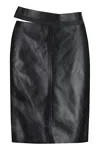 Fendi Women Leather Skirt In Black