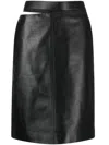 Fendi Cut-out Leather Midi Pencil Skirt In Black