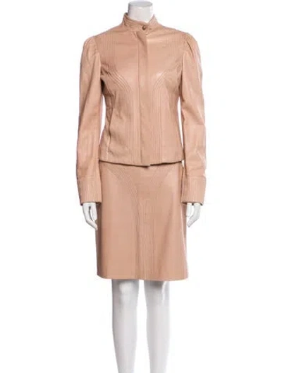 Pre-owned Fendi Leather Skirt Set In Neutral