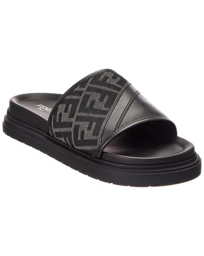 Fendi Leather Slide In Black