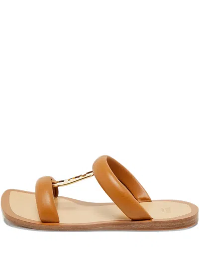 Pre-owned Fendi Leather Slide Sandals In Brown