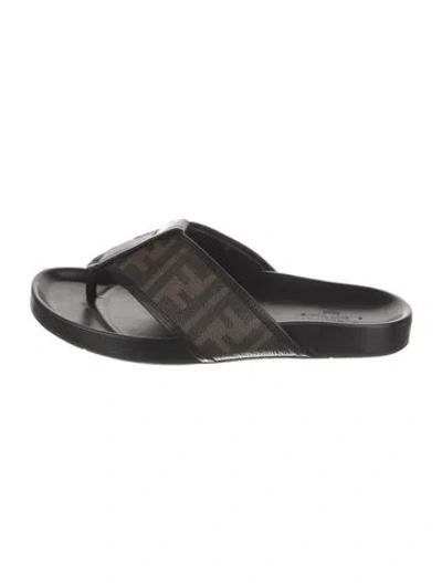 Pre-owned Fendi Leather Slides In Black