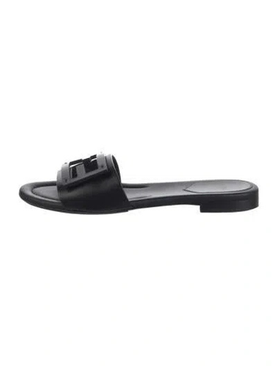Pre-owned Fendi Leather Slides In Black