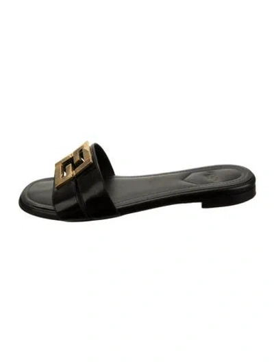 Pre-owned Fendi Leather Slides In Black