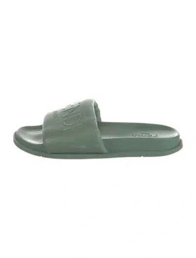 Pre-owned Fendi Leather Slides In Green