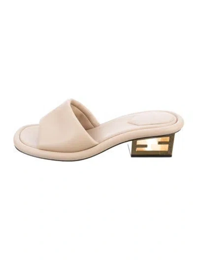Pre-owned Fendi Leather Slides In Neutrals