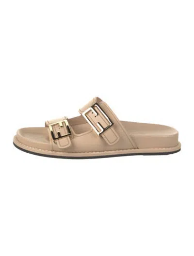 Pre-owned Fendi Leather Slides In Neutrals