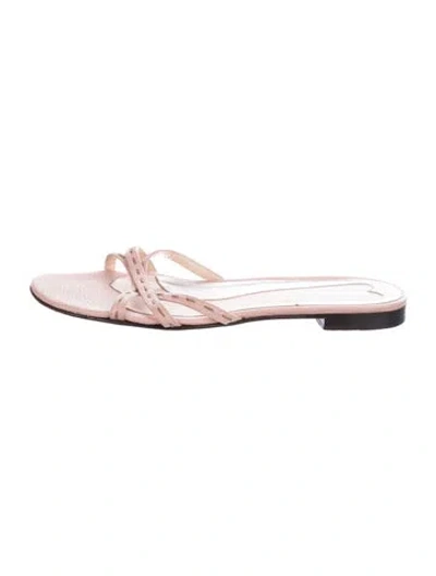 Pre-owned Fendi Leather Slides In Pink