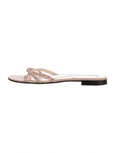 Pre-owned Fendi Leather Slides In Pink