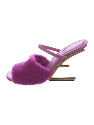 Pre-owned Fendi Leather Slides In Pink