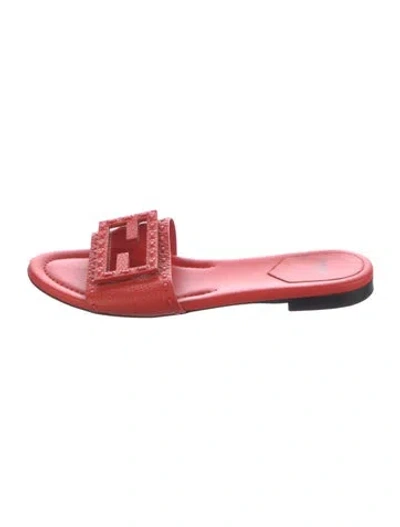 Pre-owned Fendi Leather Slides In Pink