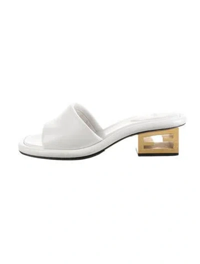 Pre-owned Fendi Leather Slides In White