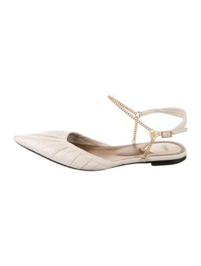 Pre-owned Fendi Leather Slingback Flats In Pink
