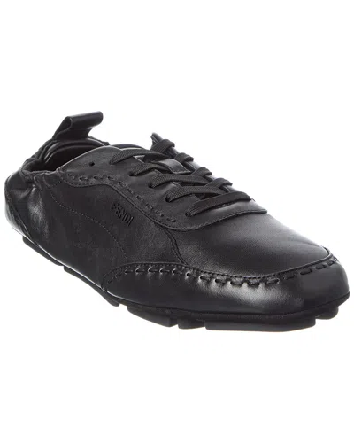 Fendi Leather Sneaker In Black