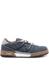 Fendi Match Denim Ff Embossed Sneakers Blue In Blue