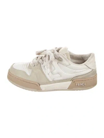 Pre-owned Fendi Leather Sneakers In Neutral