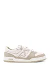 Fendi Leather Sneakers With Ff Lateral Logo In Neutral
