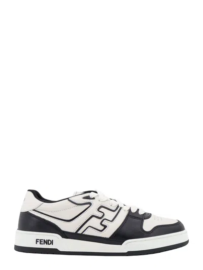 FENDI LEATHER SNEAKERS WITH FF LATERAL LOGO