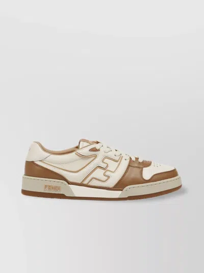 FENDI LEATHER SNEAKERS WITH PERFORATED TOE BOX