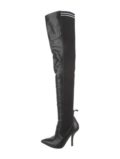 Pre-owned Fendi Leather Sock Boots In Black