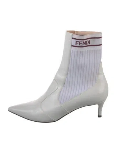 Pre-owned Fendi Leather Sock Boots In White