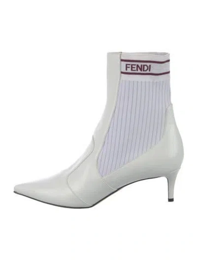 Pre-owned Fendi Leather Sock Boots In White