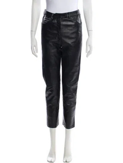 Pre-owned Fendi Leather Straight Leg Pants In Blue