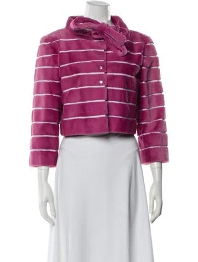 Pre-owned Fendi Leather Striped Evening Jacket In Pink