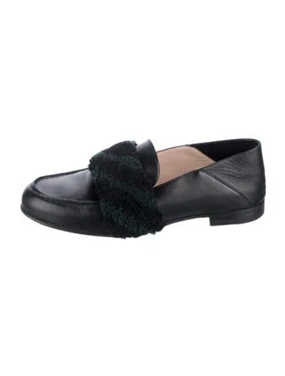 Pre-owned Fendi Leather Striped Loafers In Black