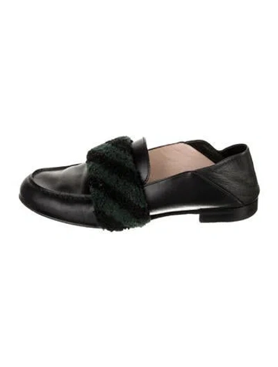 Pre-owned Fendi Leather Striped Loafers In Black