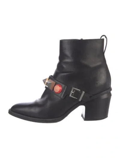Pre-owned Fendi Leather Studded Accents Boots In Black