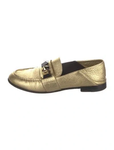 Pre-owned Fendi Leather Studded Accents Loafers