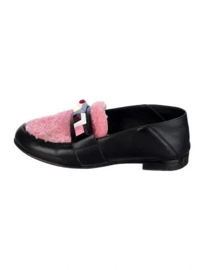 Pre-owned Fendi Leather Studded Accents Loafers In Black