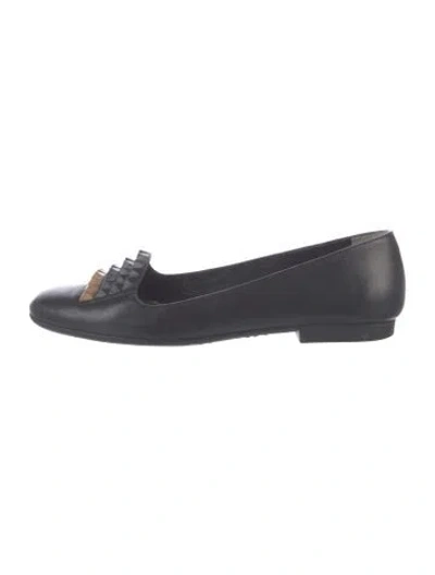 Pre-owned Fendi Leather Studded Accents Loafers In Black