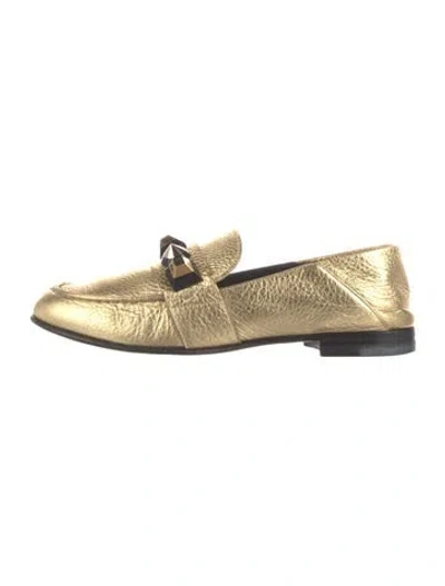 Pre-owned Fendi Leather Studded Accents Loafers In Multi