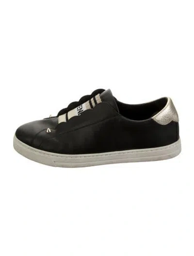 Pre-owned Fendi Leather Studded Accents Sneakers In Black