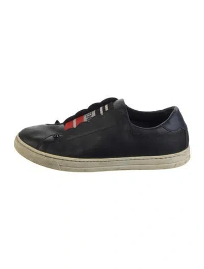 Pre-owned Fendi Leather Studded Accents Sneakers In Blue