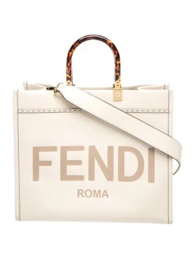 Pre-owned Fendi Leather Sunshine Medium In Neutrals