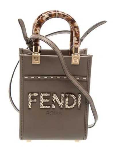 Pre-owned Fendi Leather Sunshine Mini In Neutral